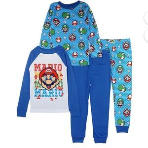 Super Mario Boys 4-Piece Cotton Pajama Set, Size 10